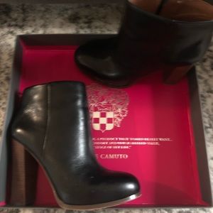 Black leather booties